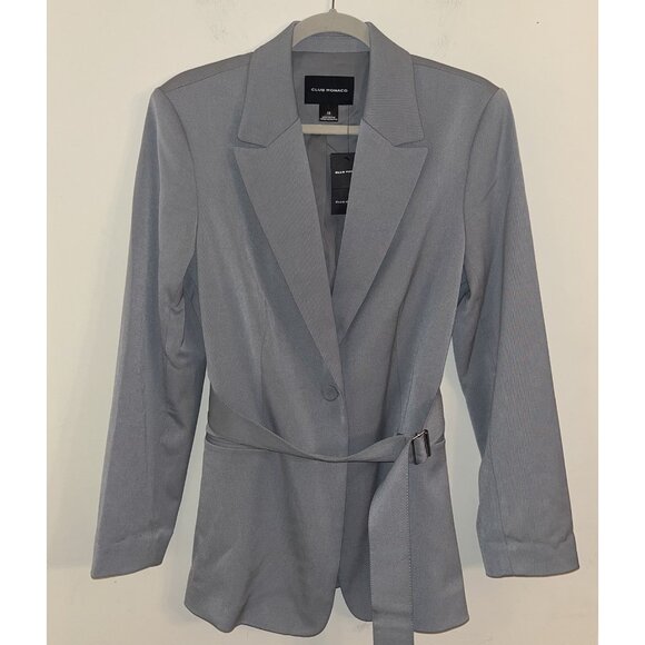 Club Monaco Jackets & Blazers - Club Monaco Belted Blazer Size 12 in Weathered Blue Grey Preowned with Tags